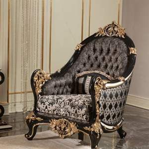 Hot Sale Luxury Hotel European Eco-Friendly <b>Sofa</b> Set Classic <b>Gold</b> Carved Upholstered for Living Room & Hotel Lobby - Product Image 2