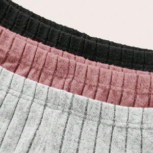 Pantalones de mujer al por mayor, lisos, casuales, de punto acanalado, de alta elasticidad, textura suave, ajuste ceñido, pierna ancha, Spandex/Poliéster, Otoño - Product Image 5