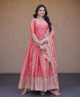 Robes Anarkali et Salwar Kameez en soie Georgette pour femmes, dernières tendances, pour mariage, vêtements traditionnels avec broderie de sequins