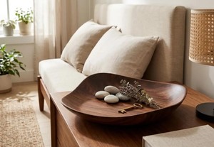 High Quality Eco Friendly Walnut Wood Modern Wavy Decorative Durable <b>Serving</b> <b>Platter</b> Luxury Table Centerpiece Home Living Room - Product Image 4