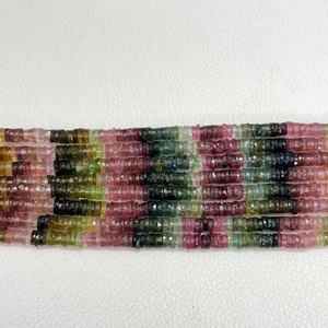 Cuentas de neumáticos Heishi facetadas de turmalina múltiple Natural de 5mm y 6mm, piedras preciosas sueltas para la fabricación de joyas, productos a granel hechos a mano - Product Image 3