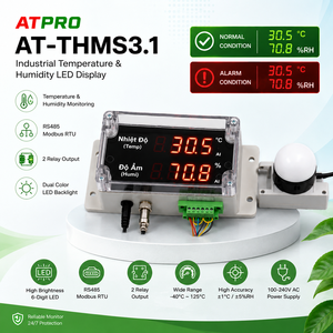 Afficheur de température et d'humidité industriel avec Modbus RTU pour la surveillance des centres de données |   AT-THMS3.1 - Product Image 1