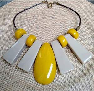 Lightweight Resin Beaded <b>Necklace</b>, Trendy Colorful <b>Statement</b> Jewelry, Handmade Accessory for Work, Party, or Casual Outfits - Product Image 1