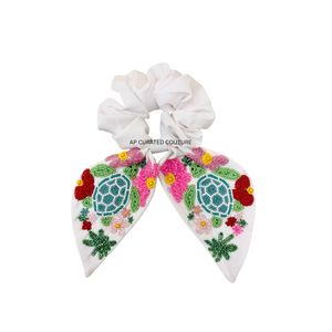 Coletero de Pelo con Cuentas y Diseño de Cangrejo Bordado a Mano, con Detalles de Conchas, Accesorio de Moda Elegante para Mujer - Product Image 3