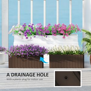 Set di 2 Vasi da Fiori da 20 Pollici con Ganci e Fori di Drenaggio, Effetto Rattan Marrone per Recinzioni - Product Image 6