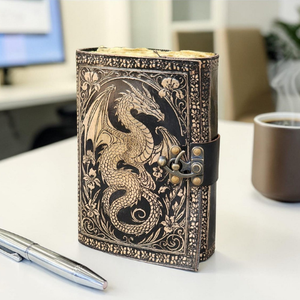 Handmade Leather Dragon <b>Journal</b> Hardcover Embossed Grimoire Genuine Leather Notebook Vintage <b>Writing</b> Diary Gift - Product Image 3