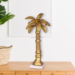 Estatua de palmera dorada de lujo, figurita decorativa chapada en vajilla dorada de estilo tropical para decoración del hogar - Product Image 5