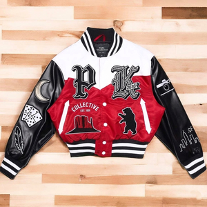 Chaquetas Varsity de Lana Personalizadas para Mujer, con Cierre de Botones de Cuerno Bordados, Diseño Acolchado Transpirable, Forro de Lana, Venta al Por Mayor - Product Image 3