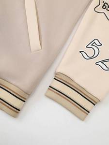 Two Tone Beige Brown Varsity <b>Jacket</b> <b>for</b> <b>Men</b> Wool Blend Fleece Lined College <b>Baseball</b> Outerwear Streetwear Fashion Supplier - Product Image 3
