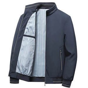 Men's Lightweight Baseball Style <b>Bomber</b> <b>Jacket</b> Solid Fashion Stand Collar Versatile Outerwear Winter Breathable Customized Color - Product Image 2