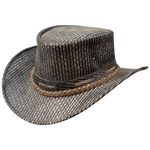 Chapeau de cowboy en cuir véritable à large bord, chapeau de voyage western pour hommes et femmes, fabrication OEM, étiquette privée, chapeaux de rodéo en gros - Product Image 1