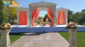 Impresionante Decoración de Boda, Mandap Romano de Fibra, el Mejor Mandap Romano de FRP para Bodas en Interiores, Elegantes Pilares Romanos de FRP, Mandap de Boda Chicago - Product Image 6