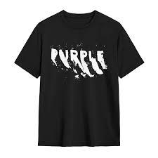 Camiseta de Algodón Grueso con Logotipo Personalizado 2026, Camiseta Negra Urbana para Hombre con Estampado Gráfico Distorsionado 'PURPLE' - Product Image 3