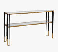 Table console en verre élégante Keller-Surface en verre de qualité avec base en métal élégant pour un mobilier d'intérieur de grande valeur