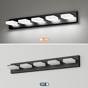 Lampada da Bagno a LED Moderna in Acrilico Nero Opaco, 5 Luci, 32 Pollici, Illuminazione da Parete M - Product Image 6