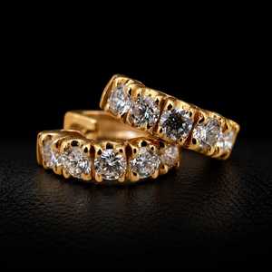 Boucles d'oreilles créoles en or massif 9K avec diamants de laboratoire taille brillant rond, micro-incrustation, plaqué or, bijoux de luxe pour femme, cadeau VS1 - Product Image 1