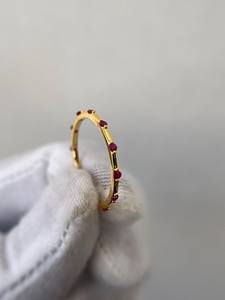 Bague en rubis élégante en argent sterling 925 plaqué or 14 carats, rubis taille rond, cadeau de fiançailles, de mariage ou d'anniversaire - Product Image 5