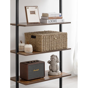 Handmade <b>Lidded</b> Seagrass <b>Wicker</b> <b>Storage</b> <b>Basket</b> <b>with</b> Handles 15x11x7 Organizer - Product Image 2