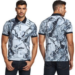 T-shirt décontracté pour homme en polyester tricoté à imprimé marbré, respirant, service OEM, collection de mode moderne et luxueuse - Product Image 4