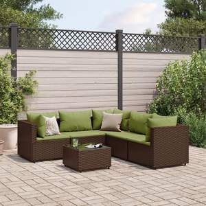 Ensemble de salon de jardin marron et vert pour l'aménagement extérieur et les divertissements en plein air - Product Image 1