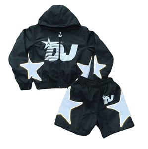 2024 hommes ensembles deux pièces personnalisé coupe-vent sport short et veste survêtement réfléchissant zip up sweat à capuche survêtement nylon ensemble court - Product Image 5