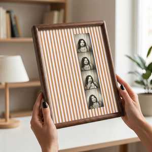 Walnut Wood Photo Booth <b>Frame</b> with Fabric Mat - <b>8x10</b> for Photo Strip & Instant Photos - Product Image 5