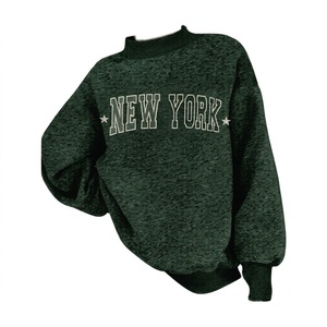 <b>Women</b> Custom Oversized Streetwear Sweatshirt Cotton <b>Fleece</b> Loose Fit Long Sleeve Front Printing Embroidery Winter <b>Top</b> - Product Image 1