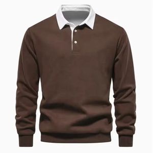 Relaxed Modern Comfortable Durable Wholesale <b>Men</b> <b>Long</b> <b>sleeve</b> <b>polo</b> t <b>shirt</b> Slim Fit Solid Color Soft Stretch Breathable - Product Image 6