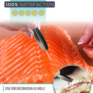 High Grade Stainless Steel 20 cm <b>Kitchen</b> Sushi Tweezers Extra Long Chef Offset Precision Cooking Tongs Dishwasher Safe Oven Safe - Product Image 3