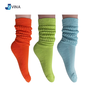 Women Slouch Socks <b>Knee</b> <b>High</b> Extra Long Soft Breathable Cotton Blend Crew Socks for Yoga Daily Wear - Product Image 4
