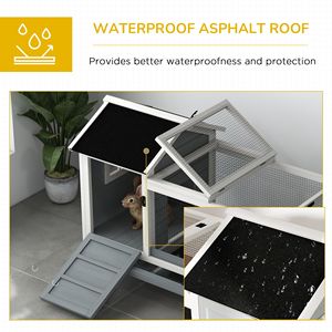 Blue Wooden Rabbit Hutch with <b>Wheels</b> Slide-out Tray for <b>Small</b> Animals Guinea Pig Housing - Product Image 4