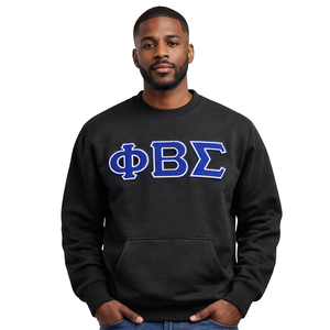 Pull à col rond en chenille noir Phi Beta Sigma, vêtement de fraternité grecque avec design chenille classique, confort et style premium - Product Image 1