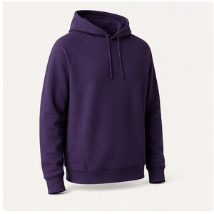 เสื้อฮู้ดดี้ผู้ชายสีม่วงเข้มทรงหลวมสไตล์โมเดิร์น ปรับแต่งได้ พร้อมเชือกผูกสีโทนเดียวกัน ด้านหน้าเรียบ ผ้าฝ้ายเนื้อหนา MHOOD-0023 - Product Image 4