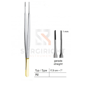 Pinzas TC Gerald de Carburo de Tungsteno y Acero Inoxidable, Instrumento Microquirúrgico con Certificación CE ISO 13485 de Blush Surgical - Product Image 1