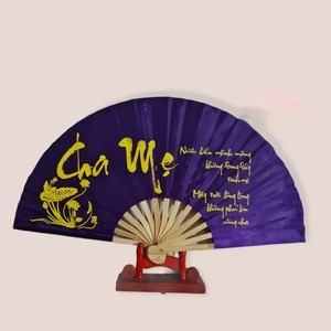 Éventail de décoration en soie et papier pliant en bambou, style traditionnel vietnamien, décor personnalisé de marque - Product Image 3