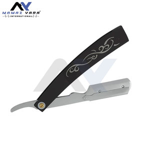 Wholesale Barber Razor Stainless Steel Shaving Razor <b>Swing</b> Lock and Black Steel Handle, Professional Straight Edge Barber Tool - Product Image 4