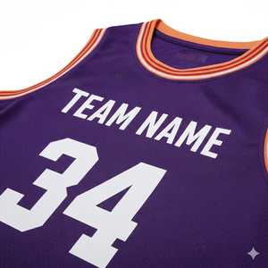 Custom Purple Basketball Jersey Set Sleeveless Sublimated Team Name 34 Unisex Adult Athletic Wear <b>Mesh</b> Fabric - Product Image 6
