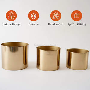 Cubos de macetas de pie para flores, juego de macetas de Metal galvanizado dorado de alta calidad, vajilla, maceta portátil fácil - Product Image 6