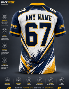 Men's V-Neck American Football Jersey Sublimated Print Moisture Wicking White Blue Regular Fit Custom Team Uniform - Product Image 4