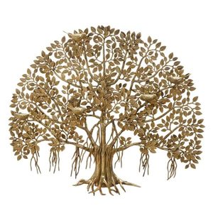 Décoration murale artisanale Arbre de Vie doré, art mural en métal complexe pour la maison, le salon, décoration spirituelle - Product Image 2