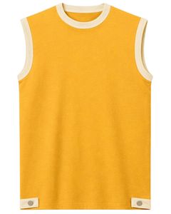 Custom Men Mustard Yellow Sleeveless Tank Top And Shorts <b>Set</b> Casual Summer Cotton Outfit Contrast Trim Drawstring Two Piece <b>Set</b> - Product Image 1