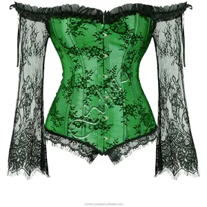 Wholesale Lingerie Corsets Women Ruched Overbust Damask Print Satin Corset  Bustier Top With Strips S 6XL Multicolor Plus Size Drop Ship From 9,04 €