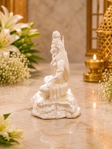 Idole de Mahadev plaquée argent 999 de Jaipur Metals |   Statue du Dieu Shiva 100% en laiton |   4 x 4,5 x 6,1 cm |   55 g |   Pooja et Cadeau - Product Image 3