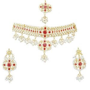 ชุดเครื่องประดับเจ้าสาวอินเดียแบบคลาสสิกชุบทองคำคุณภาพสูง ดีไซน์รูปพระจันทร์ประดับเพชรซิร์คอน สำหรับงานหมั้น งานแต่งงาน และงานเลี้ยง  ทันสมัยสำหรับผู้หญิง - Product Image 3