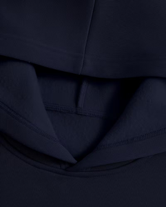 Women's Navy Blue Hoodie Jogger Set Full Sleeve Regular Fit Casual Two Piece Tracksuit Solid Color Knitted Cotton Eco-Friendly - Product Image 6