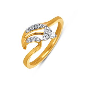 Bague moderne en diamant, or jaune et or bicolore, sertie de trois diamants, bague de promesse pour petite amie - Product Image 1