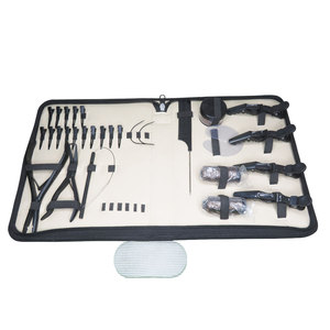 Professional Hair Extension Tools Kit with <b>Silicone</b> <b>Beads</b> in Black Brown and Beige Microlink Pliers Scissors Loop and Hook - Product Image 2