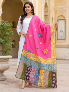 Jaipur Moda Handmade Patchwork Cotton Dupatta with Tassels Traditional Rajasthani Ethnic Dupatta for Women Festive Party Wear - Product Image 5