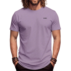 เสื้อยืดคอกลมแขนสั้นผู้ชายสีลาเวนเดอร์ สไตล์ลำลอง สตรีทแวร์ ทรงเข้ารูป เนื้อผ้านุ่มสบาย พิมพ์ลายโลโก้ เหมาะสำหรับใส่ในฤดูร้อน - Product Image 1