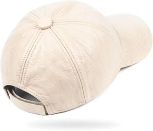 Custom Genuine Leather Baseball <b>Cap</b> Premium Off-White Cream Beige Leather Dad <b>Hat</b> Blank 6-Panel Golf <b>Cap</b> OEM ODM - Product Image 1